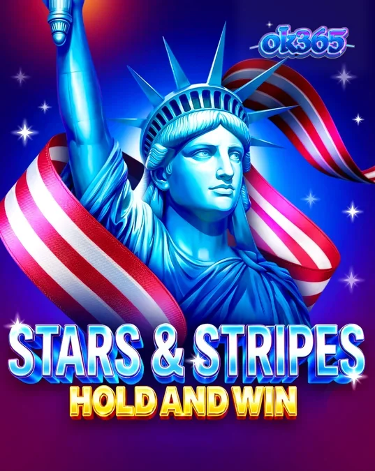 Giao diện trò chơi Stars & Stripes Hold and Win với pháo hoa và biểu tượng yêu nước